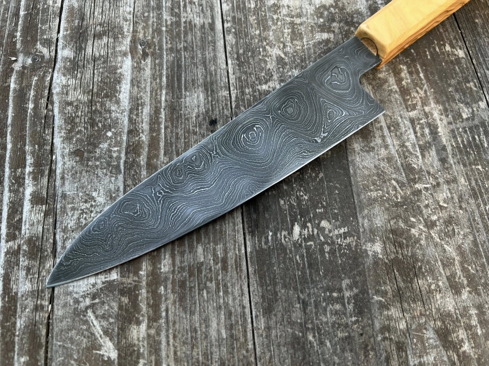 Handmade damascus gyutos made in Czech Republic