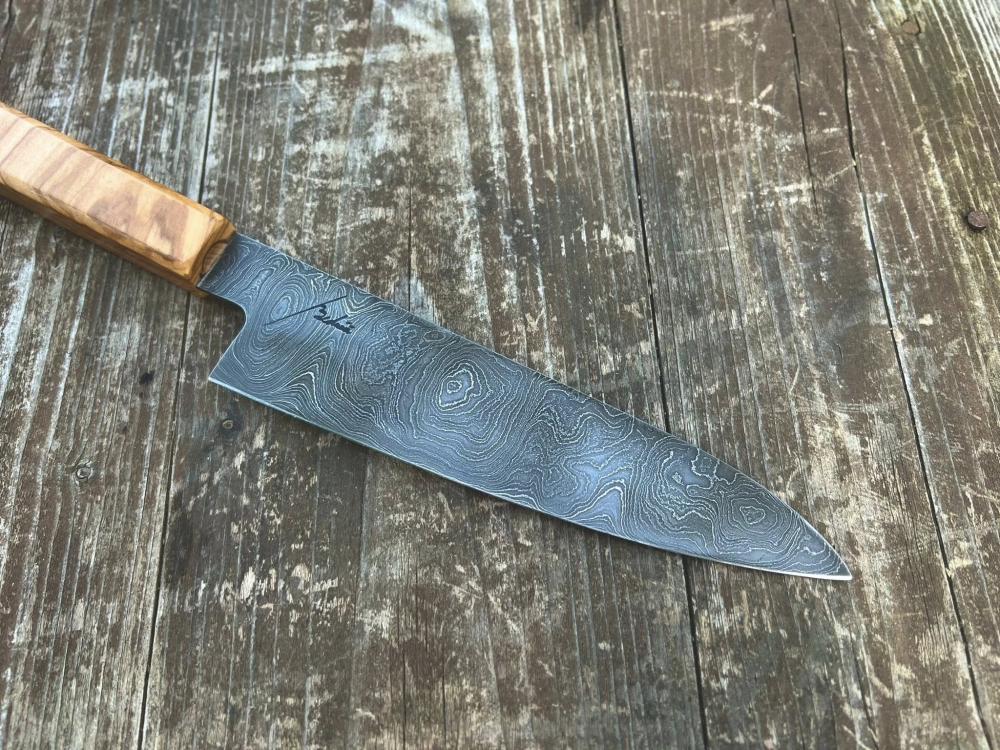 Handmade damascus gyutos made in Czech Republic