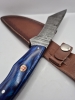 NEW!!! Handmade Damascus Steel Collector Knife – Blue Wooden Handle with Sheath