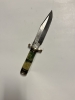 HAND-FORGED DAMASCUS STEEL FIXED BLADE HUNTING KNIFE WITH LEATHER SHEATH