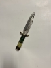 HAND-FORGED DAMASCUS STEEL FIXED BLADE HUNTING KNIFE WITH LEATHER SHEATH