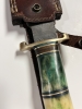 HAND-FORGED DAMASCUS STEEL FIXED BLADE HUNTING KNIFE WITH LEATHER SHEATH