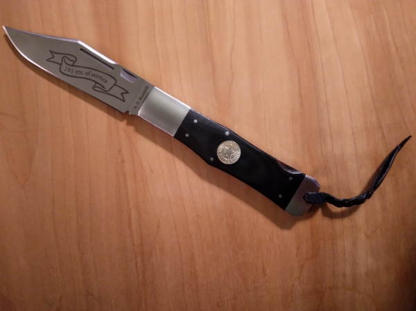 2014 A.G. Russell Texas Ranger Folding Knife 191 Years of Service with Belt Sheath