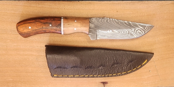 8 Inch Damascus Fixed Blade Knife W/ Sheath