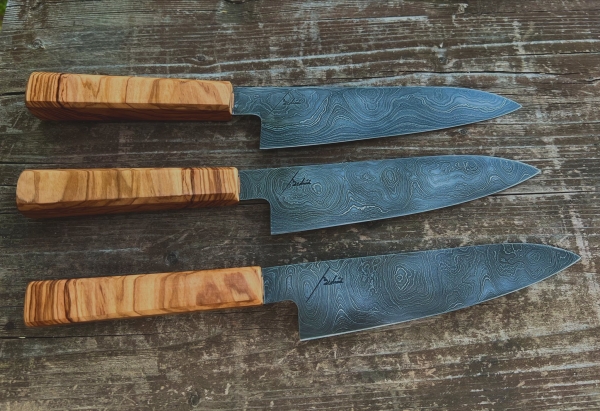 Handmade damascus gyutos made in Czech Republic