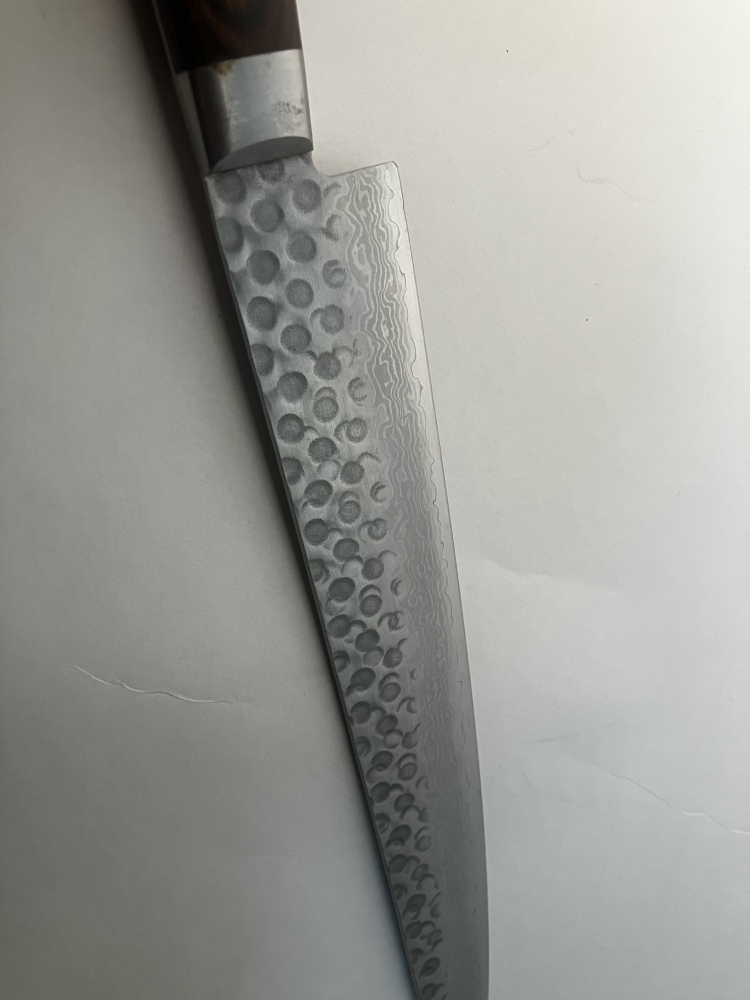 Seisuke Hamono VG10 Hammered Damascus 240mm Sujihiki Knife Sashimi Slicer