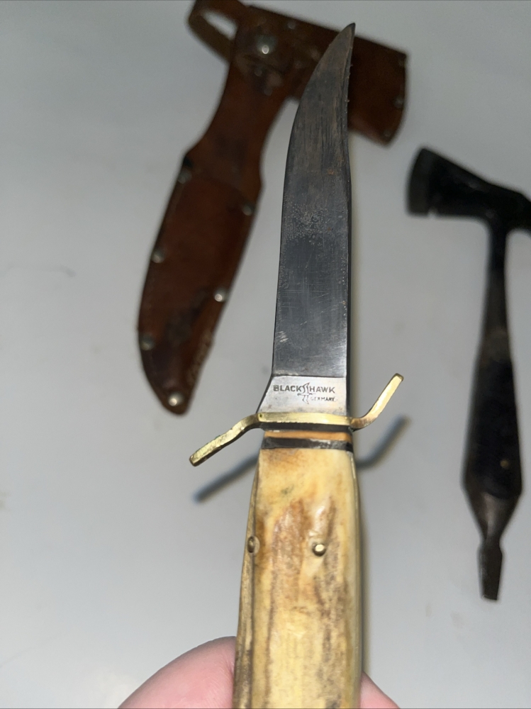 Vintage WWII DGM 5664-87 German Multitool Axe Hatchet Hammer Screwdriver With VINTAGE BLACKHAWK BRAND KNIFE