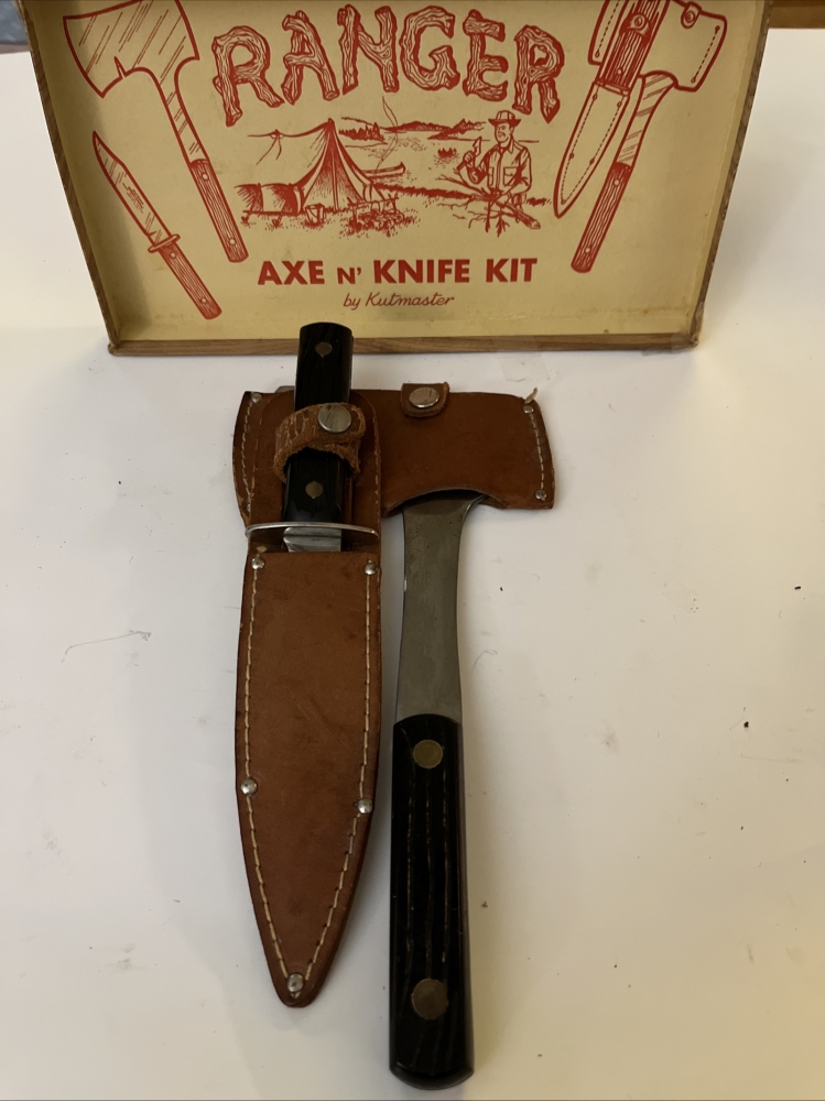Vintage 1950s  Utica Sportsman Outdoor Set Hatchet And Knife combo
