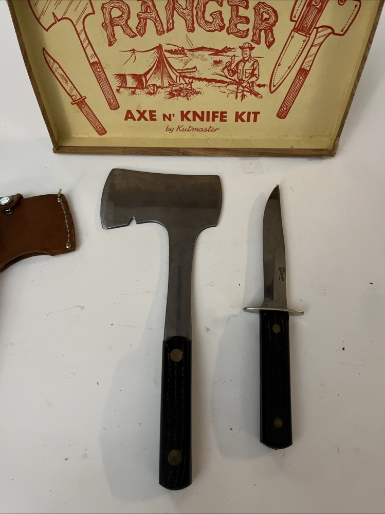 Vintage 1950s  Utica Sportsman Outdoor Set Hatchet And Knife combo