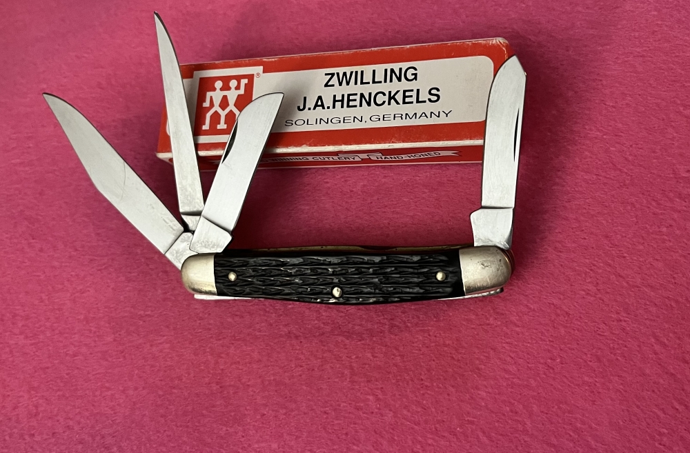 JA HENCKELS KNIFE Hal-0025-MHG 4-BLADE STOCKMAN MAHOGANY BONE