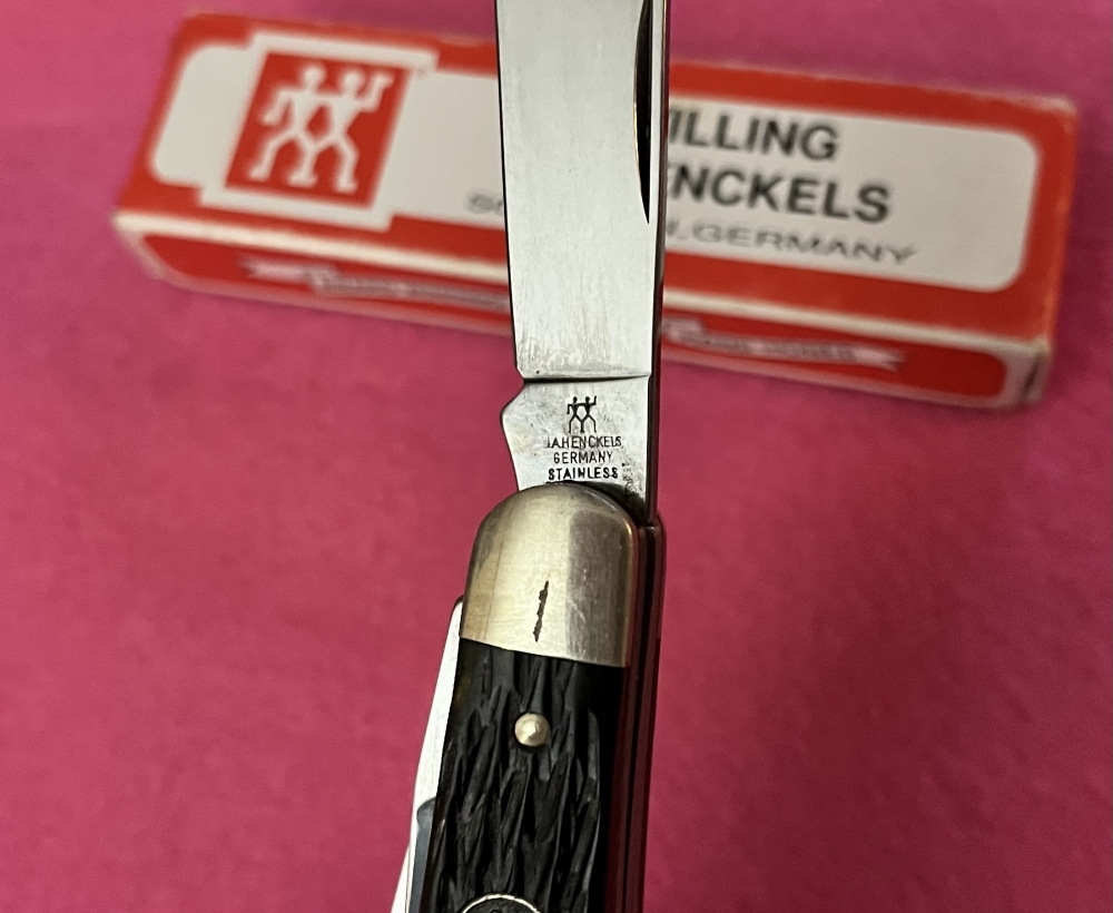 JA HENCKELS KNIFE Hal-0025-MHG 4-BLADE STOCKMAN MAHOGANY BONE