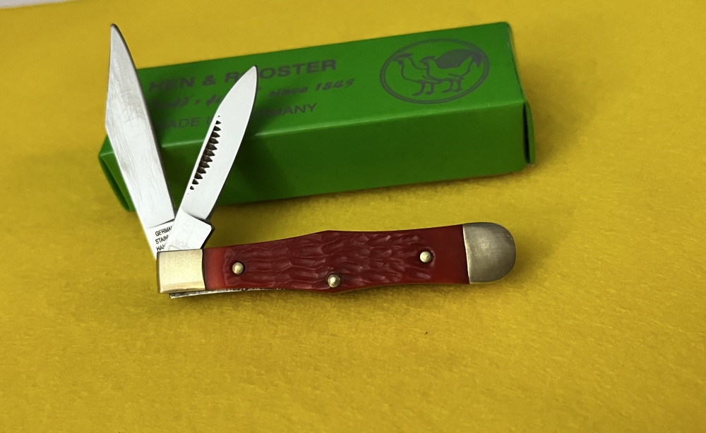HEN & ROOSTER MINI COKE BOTTLE JACK KNIFE RED PICK BONE 432-RPB Made In Germany