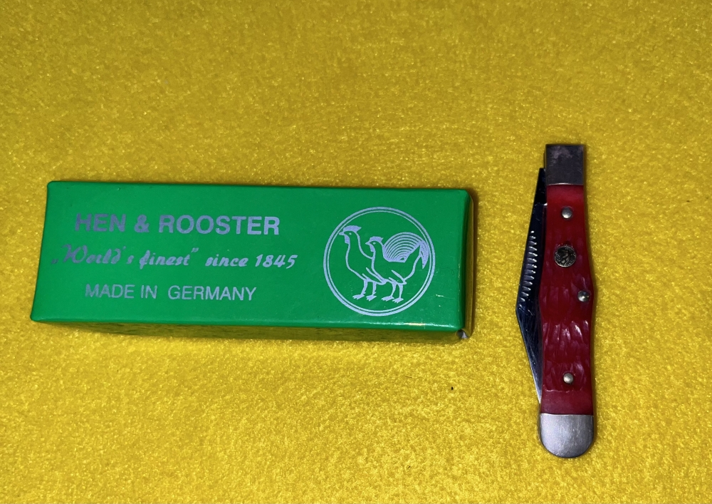 HEN & ROOSTER MINI COKE BOTTLE JACK KNIFE RED PICK BONE 432-RPB Made In Germany