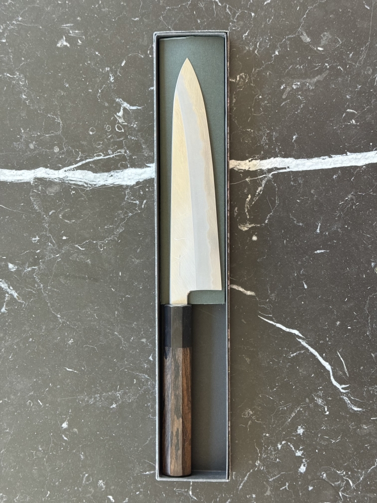 Hitohira Tanaka Kyuzo Blue #1 Migaki Gyuto 210mm w/ Ziricote Handle