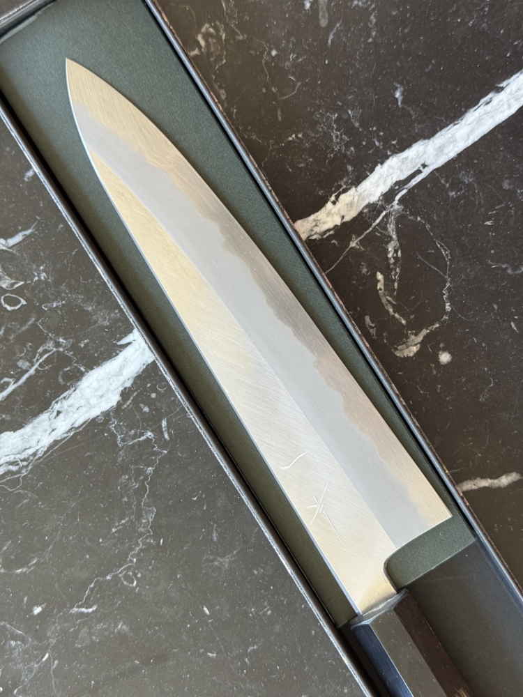 Hitohira Tanaka Kyuzo Blue #1 Migaki Gyuto 210mm w/ Ziricote Handle