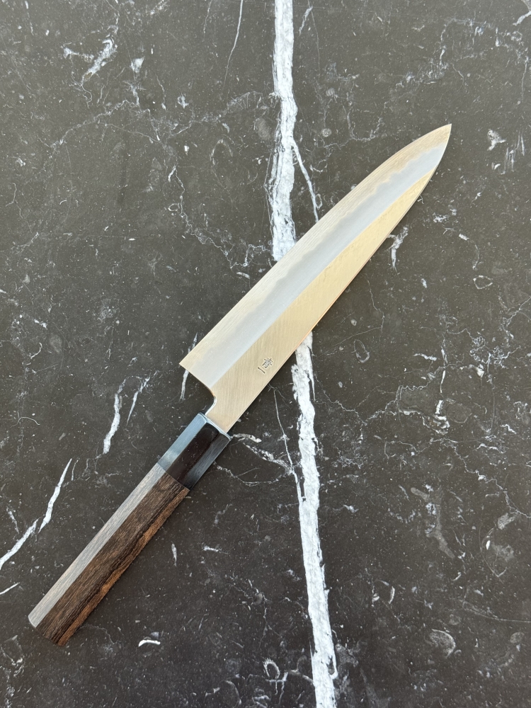 Hitohira Tanaka Kyuzo Blue #1 Migaki Gyuto 210mm w/ Ziricote Handle
