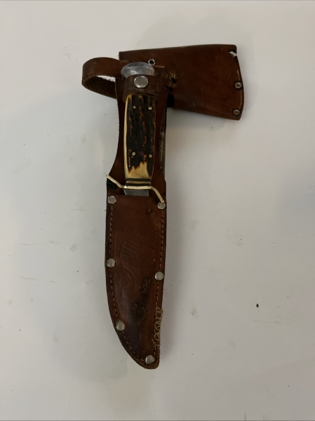 Vintage WWII DGM 5664-87 German Multitool Axe Hatchet Hammer Screwdriver With VINTAGE BLACKHAWK BRAND KNIFE