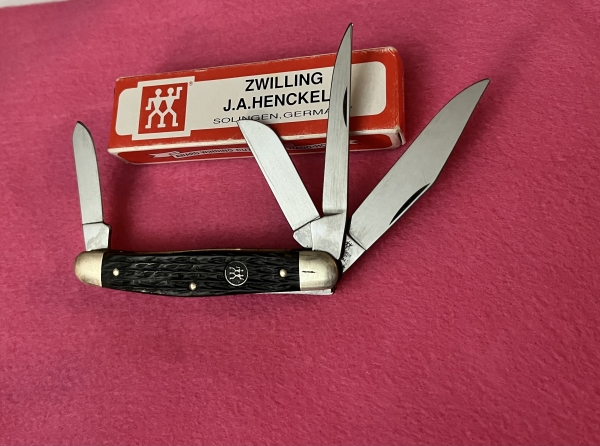 JA HENCKELS KNIFE Hal-0025-MHG 4-BLADE STOCKMAN MAHOGANY BONE