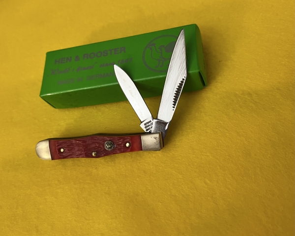 HEN & ROOSTER MINI COKE BOTTLE JACK KNIFE RED PICK BONE 432-RPB Made In Germany