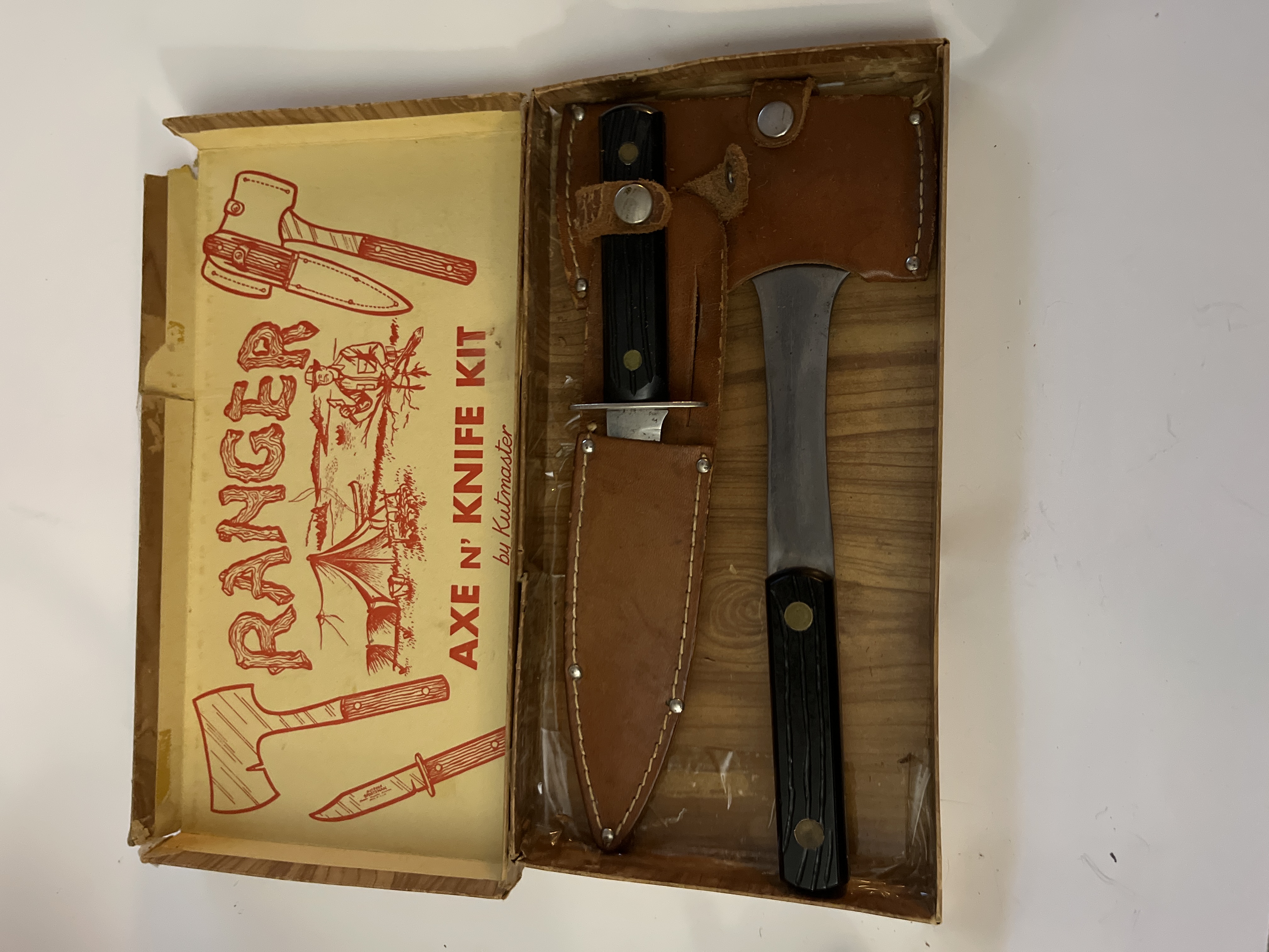 Vintage 1950s Utica Sportsman Outdoor Set Hatchet And Knife combo