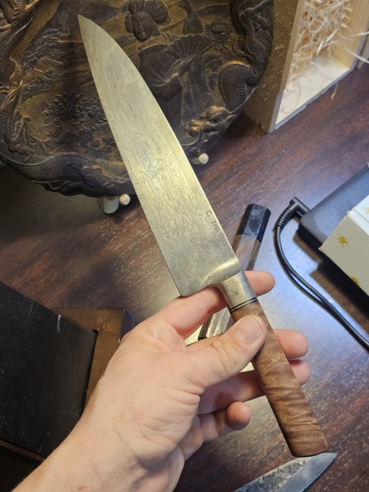 200mm C. Luis Pina dama & wrought gyuto/line slicer