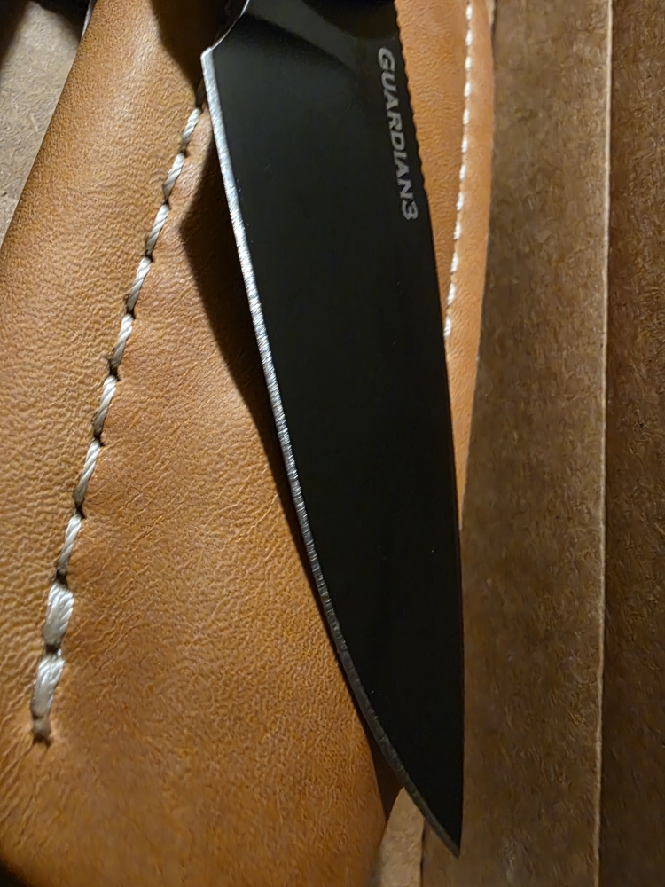 Brand NIB M390 Bradford Guardian 3 Black DLC 3D \"Wood\" G10 Scales & Sheath