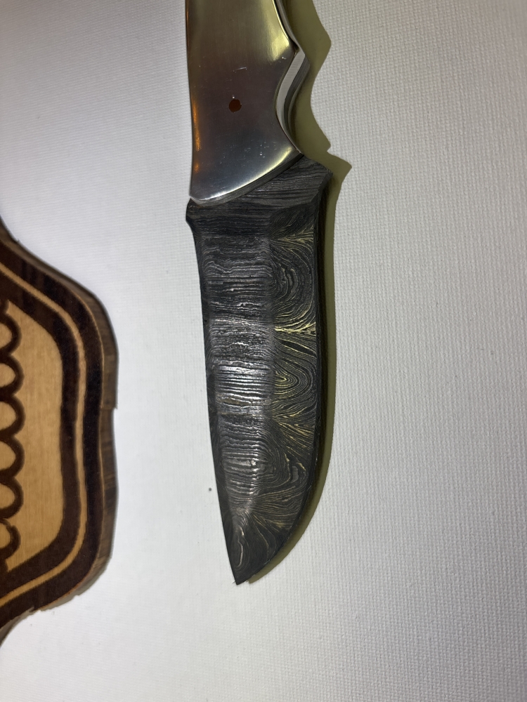 Aluminum and Damascus 8.5” custom knife 