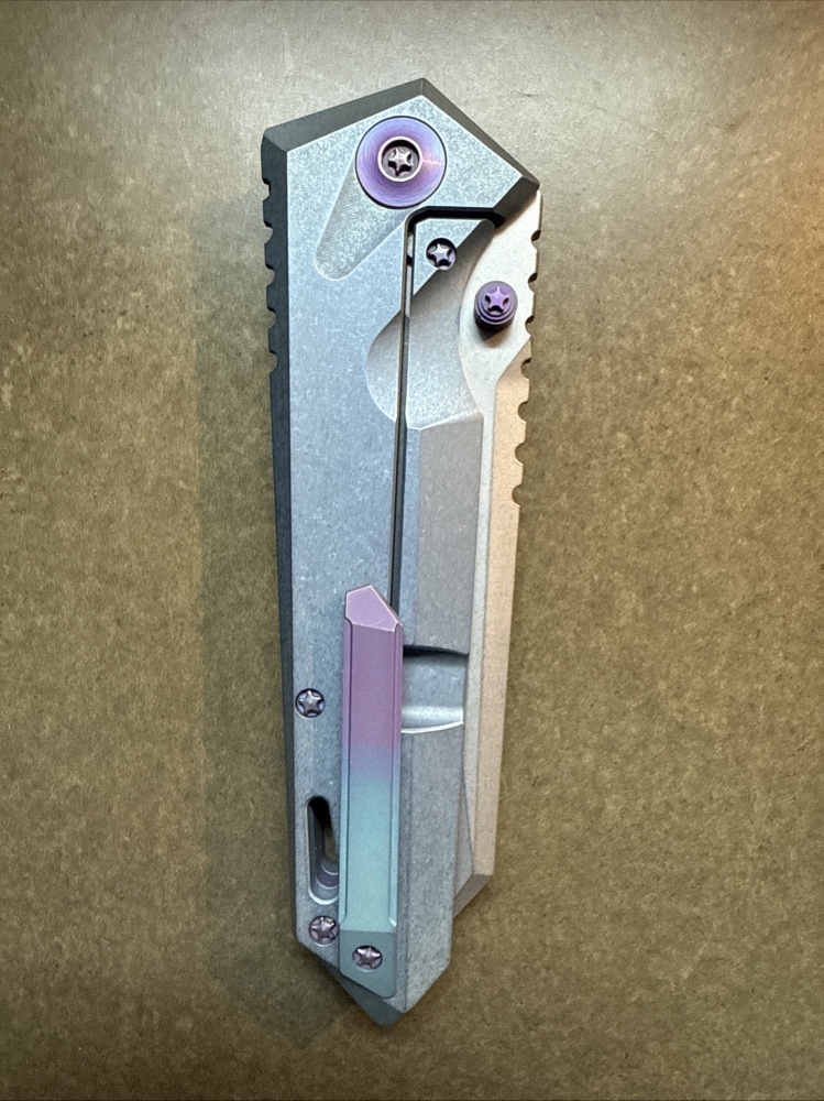 WE Knives 609D Reverse Tanto Blue Ti 4.1\" S35VN SW/Satin Flats Blade Thumbstud Never Used. Factory Sharp