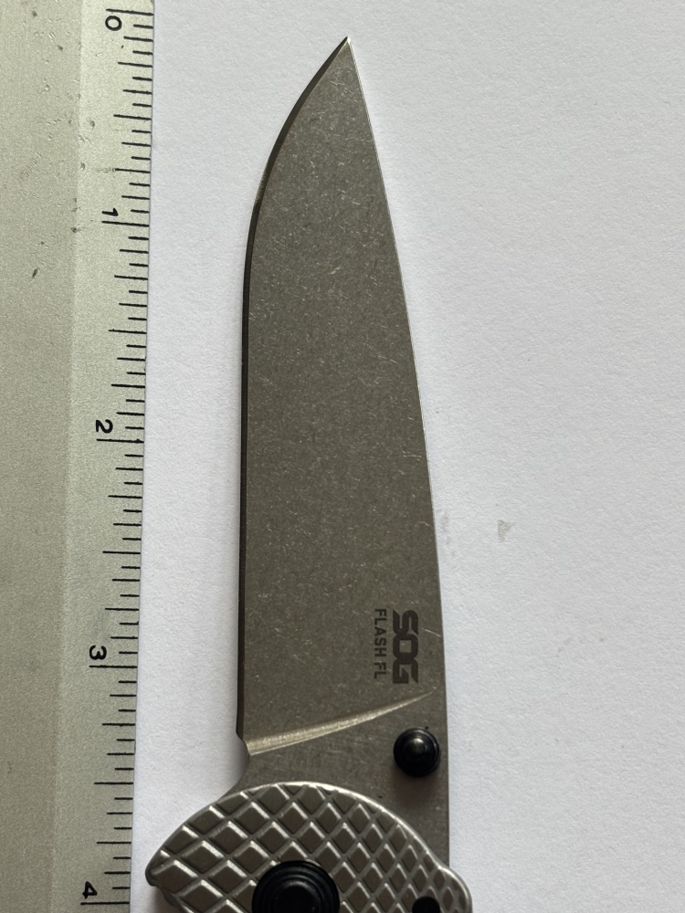 SOG Flash FL Folding Knife – Stainless Steel Handle, Stonewash 8Cr13MoV Blade, Frame Lock