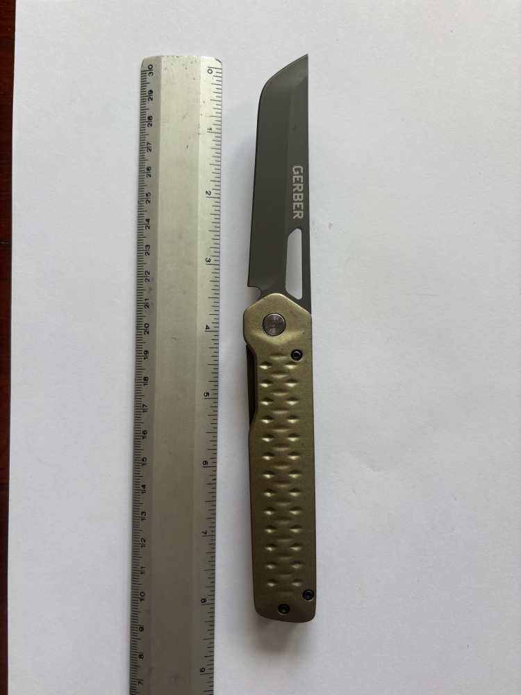 Gerber Quadrant Folding Knife – Olive Aluminum Handle, Satin Sheepsfoot Blade, Frame Lock