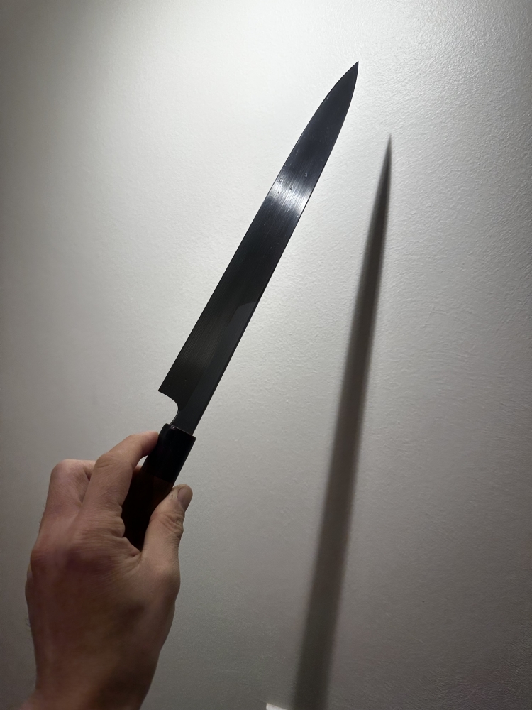 Shigefusa Kasumi Yanagiba 300mm and Kitaoka White 1 Damascus Deba 180mm