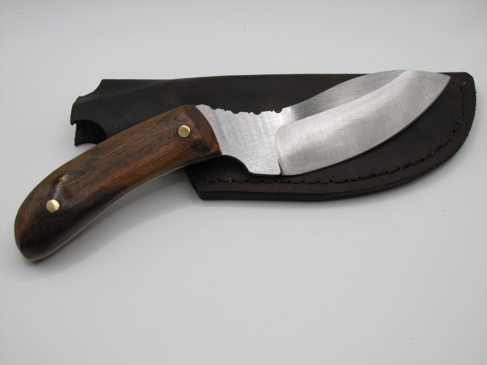 1095 high carbon steel cad belt knife esk knife with a natural wood handle