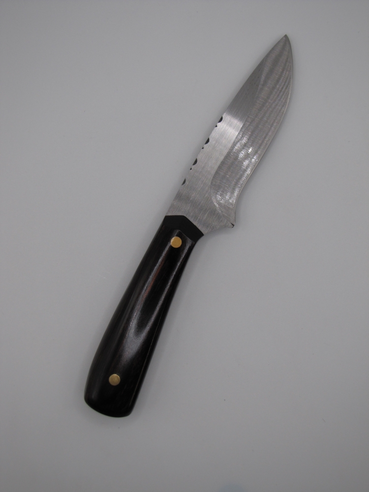 drop point utility knife 1095 high carbon steel with a walnut dymalux handle