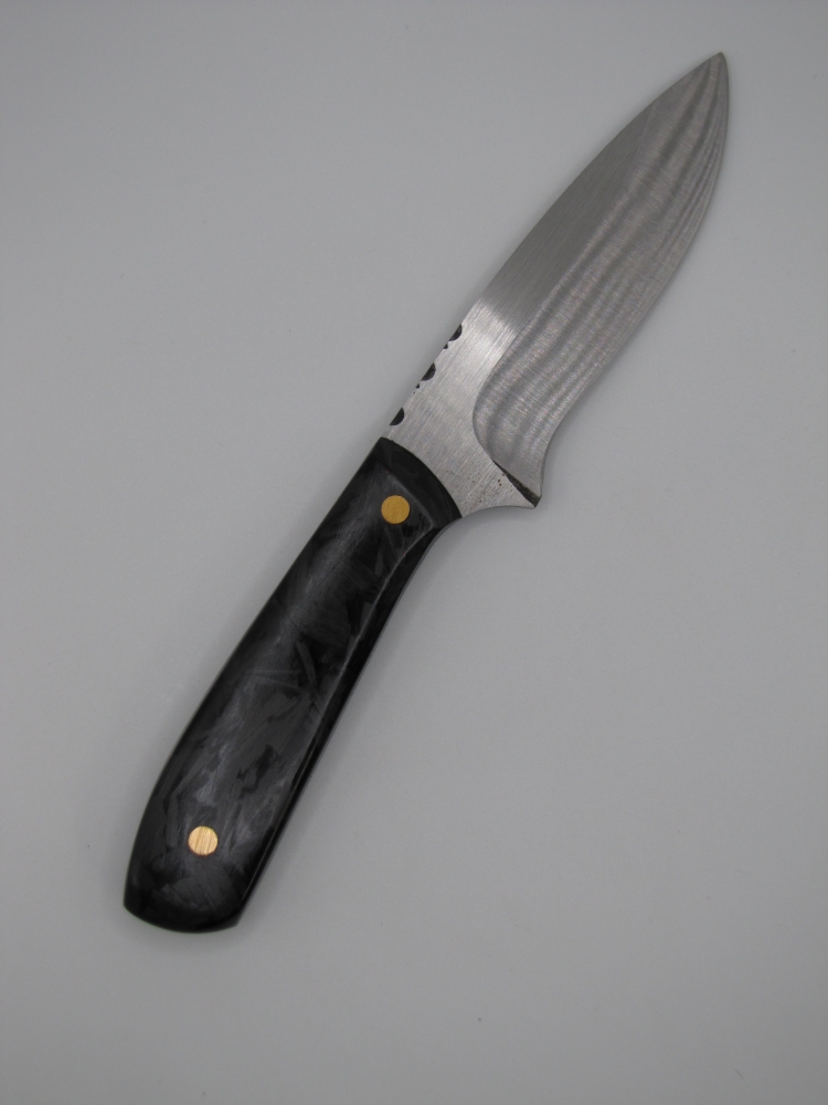 drop point utility blade 1095 high carbon steel with a carbon-fiber epoxy handle