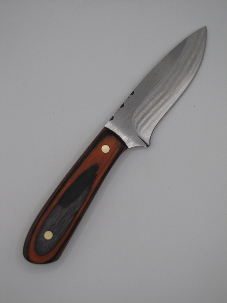 drop point utility knife 1095 highcarbon steel with a orange an black dymalux handle