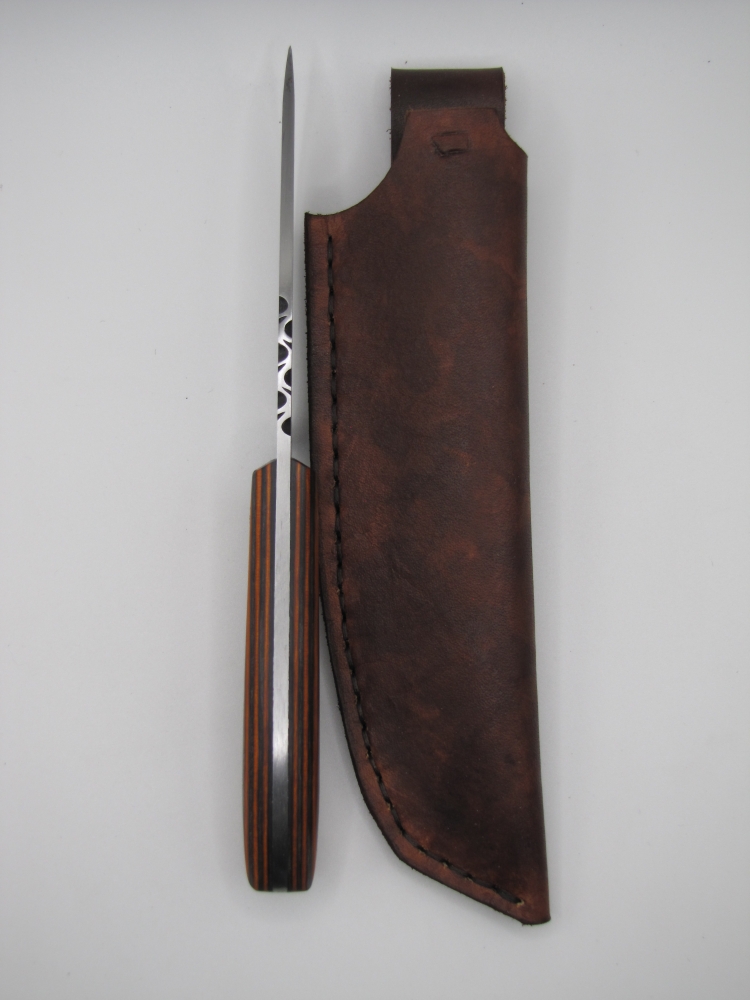 drop point utility knife 1095 highcarbon steel with a orange an black dymalux handle