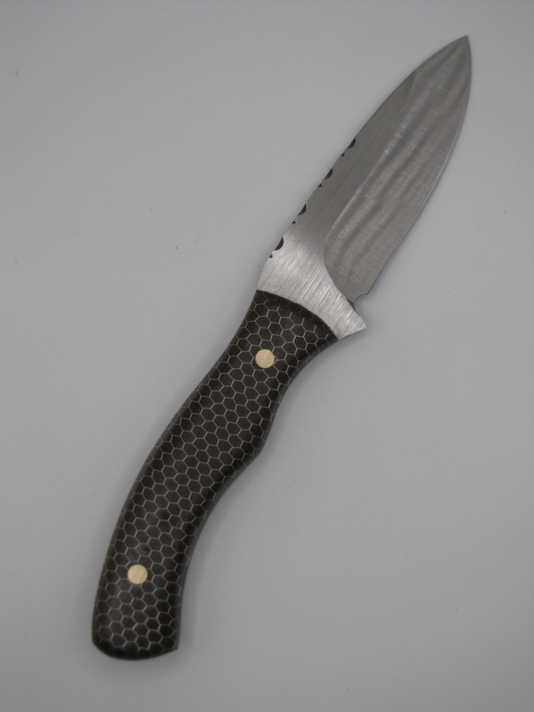 1095 highcarbon steel utility drop point knife with a golden honeycomb epoxy handle