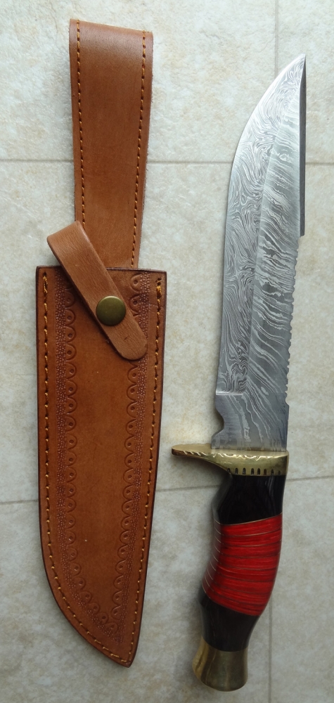 Timber Wolf Fox River Bowie Knife with Damascus Steel Blade 