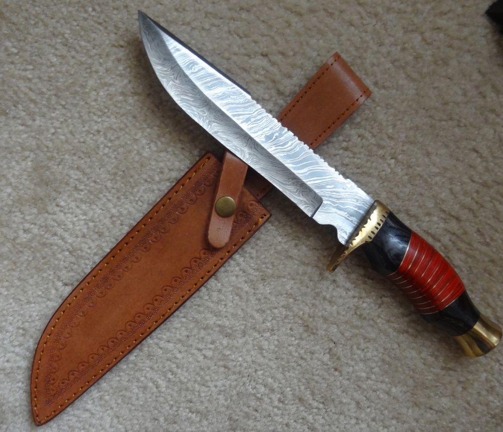 Timber Wolf Fox River Bowie Knife with Damascus Steel Blade 
