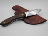 1095 high carbon steel drop point skinner with a burlap micarda handle