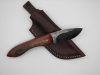 1095 high carbon steel drop point skinner with red and black dymalux handle
