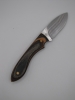 1095 high carbon steel drop point skinner with a black walnut an natural camo dymalux handle