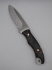 1095 high carbon steel drop point utility knife with a carbon fiber and copper handle