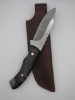 1095 high carbon steel drop point utility knife with a carbon fiber and copper handle