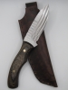 1095 highcarbon drop point utility knife with a black olive walnut camo dymalux handle