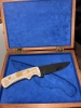 Handmade Full-Tang Knife – 440 Stainless Steel Blade, Deer Antler Handle with Dual 1/10 oz Gold Coins – Collector Display Piece with Box