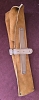 Triple set of kitchen knives. Swede leather carry case. Pakka wood handle. Dishwasher safe.  Colors available RED, BLUE, YELLOW. 
