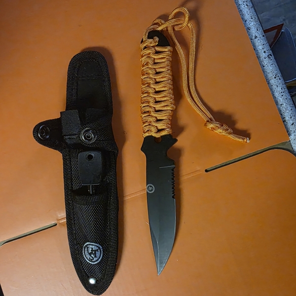 UST ParaKnife 4.0 Fixed Blade Survival Knife – Black Oxide – Orange Paracord Handle w/ Sheath