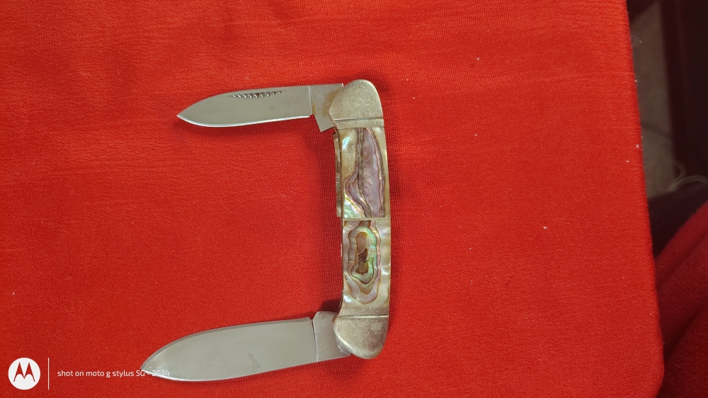 Remington Collector’s Series Folding Knife – Abalone Inlay, Dual Blade, Unused  