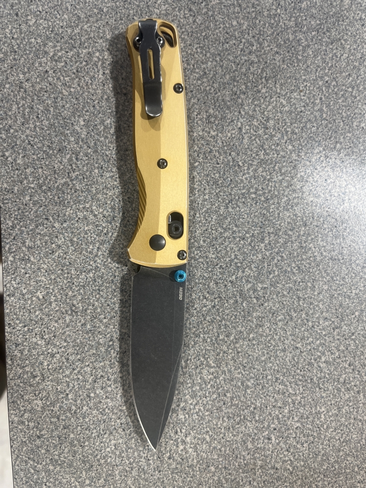 burnt brass benchmade bugout